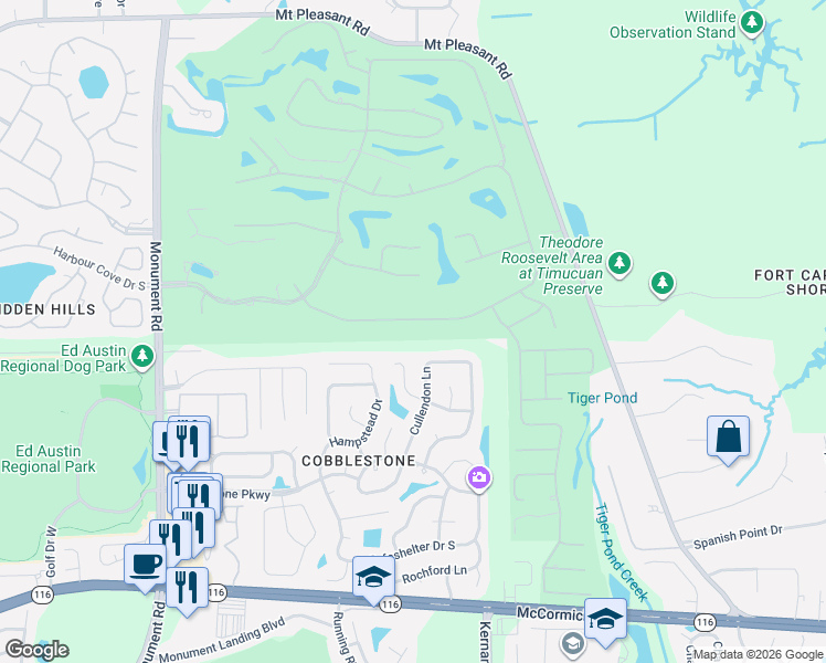 map of restaurants, bars, coffee shops, grocery stores, and more near 12718 Muirfield Boulevard South in Jacksonville
