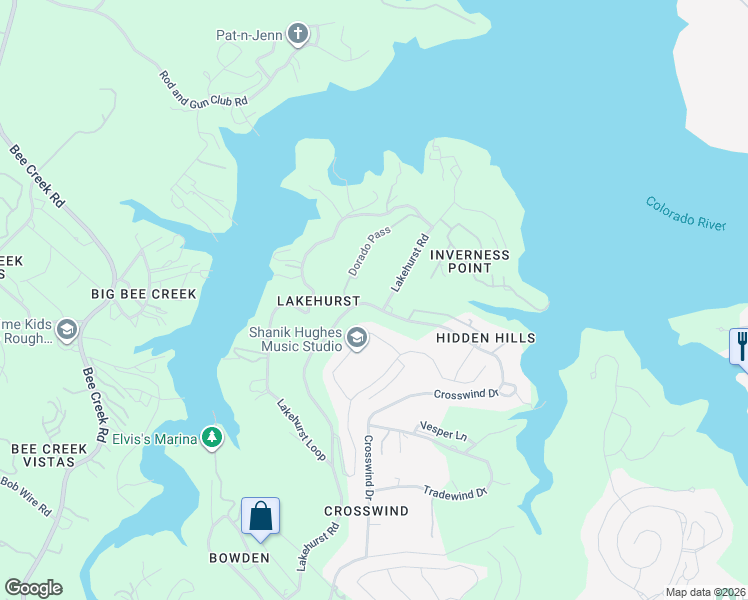 map of restaurants, bars, coffee shops, grocery stores, and more near 2316 Lakehurst Road in Austin