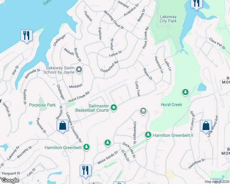 map of restaurants, bars, coffee shops, grocery stores, and more near 363 Fantail Loop in Lakeway