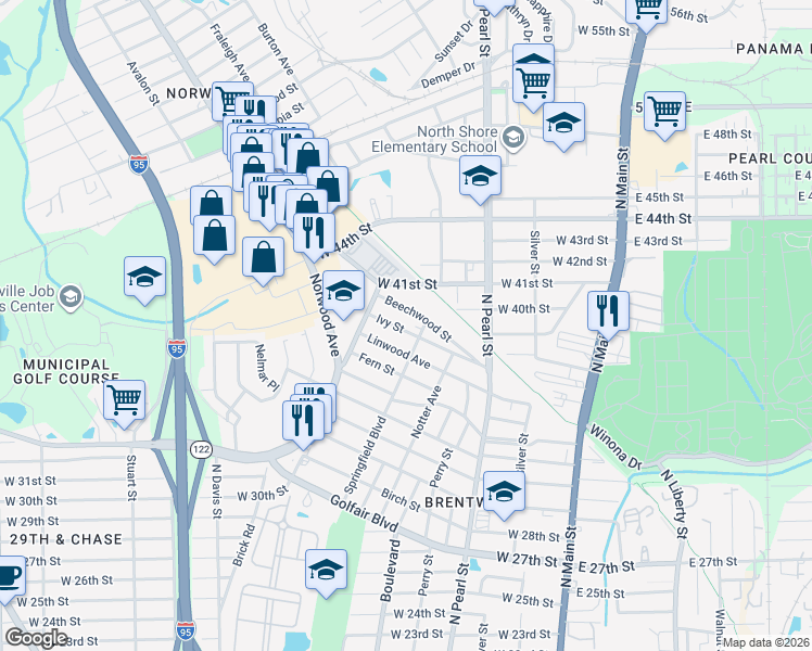 map of restaurants, bars, coffee shops, grocery stores, and more near 623 Ivy Street in Jacksonville