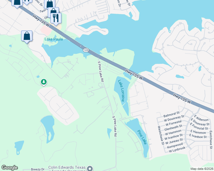 map of restaurants, bars, coffee shops, grocery stores, and more near 17594 Pleasure Court in Montgomery