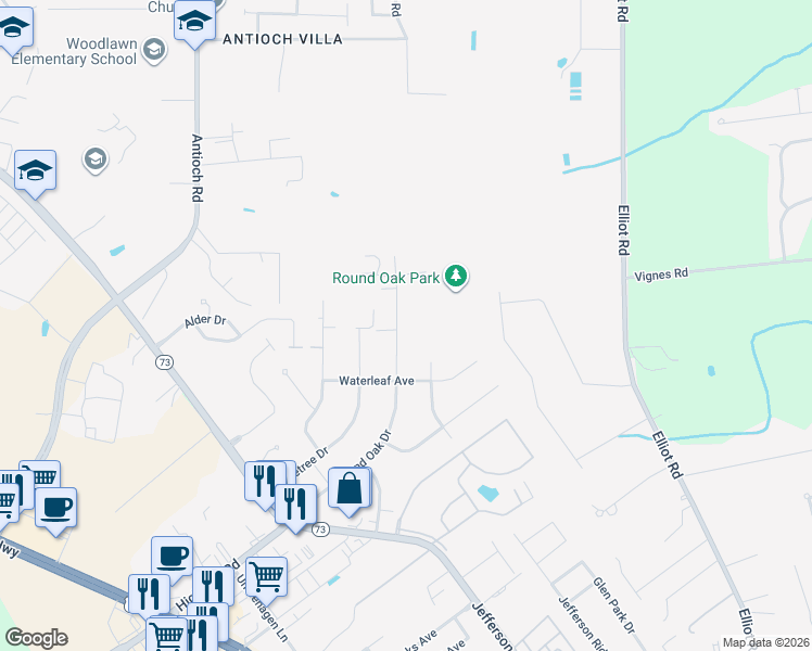 map of restaurants, bars, coffee shops, grocery stores, and more near 8833 Round Oak Drive in Baton Rouge
