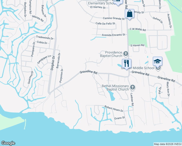 map of restaurants, bars, coffee shops, grocery stores, and more near 1841 Perdido Boulevard in Gautier