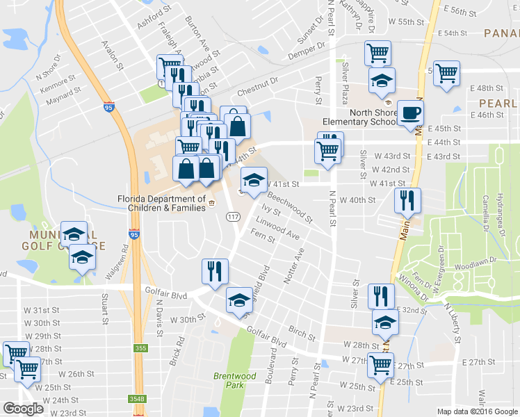 map of restaurants, bars, coffee shops, grocery stores, and more near 682 Ivy Street in Jacksonville