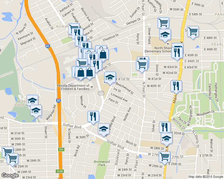 map of restaurants, bars, coffee shops, grocery stores, and more near 682 Ivy Street in Jacksonville