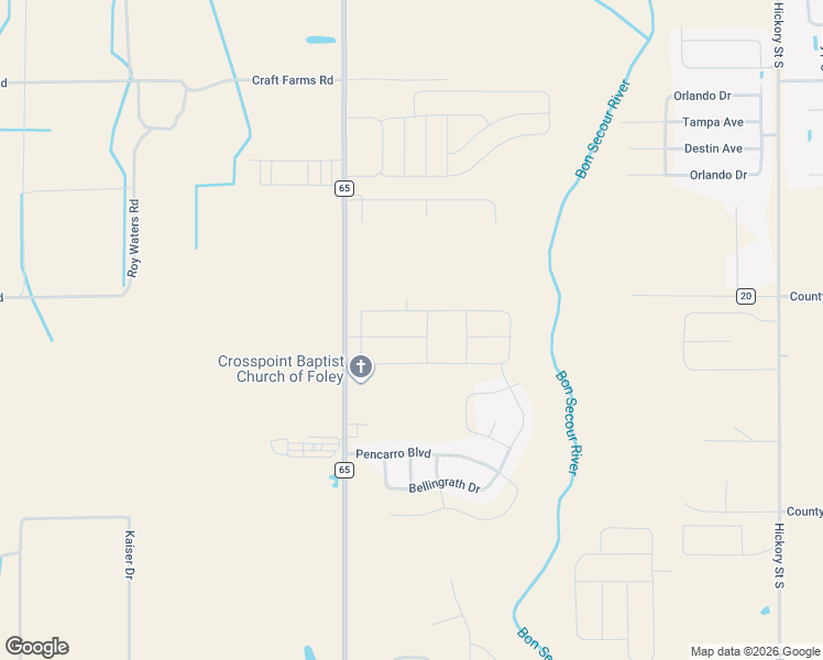 map of restaurants, bars, coffee shops, grocery stores, and more near Gallica Lane in Foley