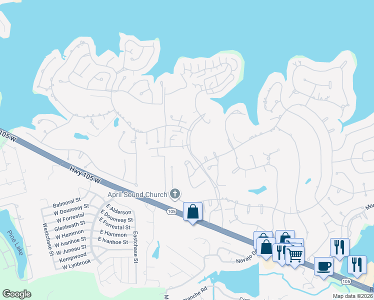 map of restaurants, bars, coffee shops, grocery stores, and more near 57 April Village in Montgomery