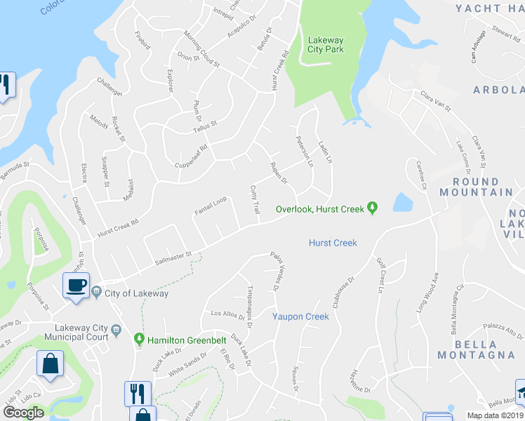 map of restaurants, bars, coffee shops, grocery stores, and more near 504 Cutty Trail in Austin