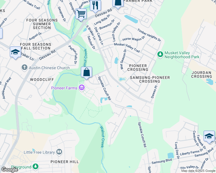 map of restaurants, bars, coffee shops, grocery stores, and more near 2120 Wayward Sun Drive in Austin