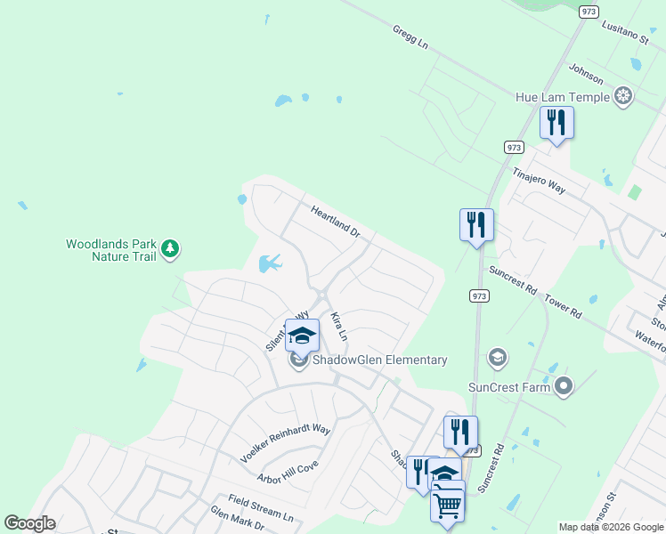 map of restaurants, bars, coffee shops, grocery stores, and more near 14218 Old Manor Taylor Road in Manor