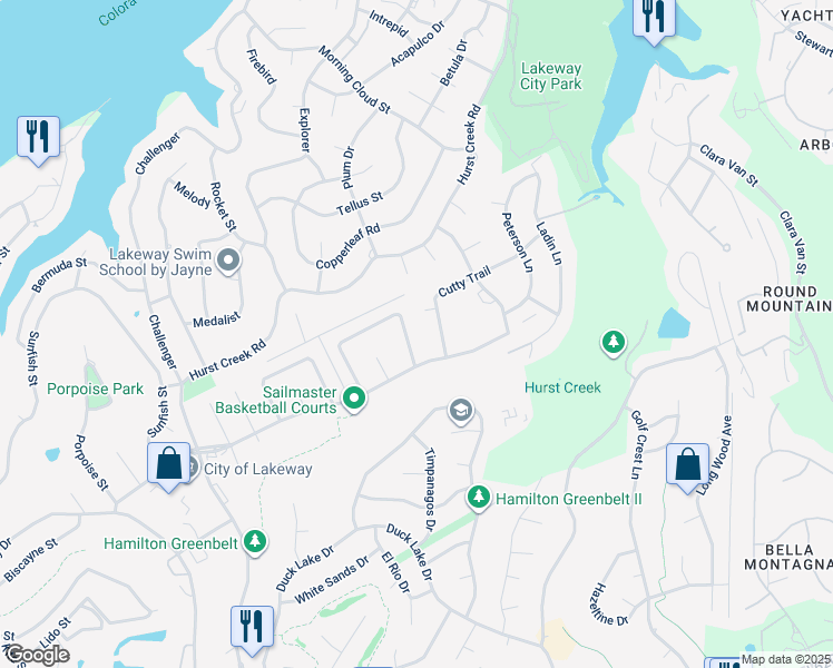 map of restaurants, bars, coffee shops, grocery stores, and more near 415 Fantail Loop in Lakeway