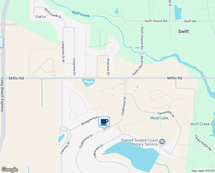 map of restaurants, bars, coffee shops, grocery stores, and more near 22740 Inverness Way in Foley