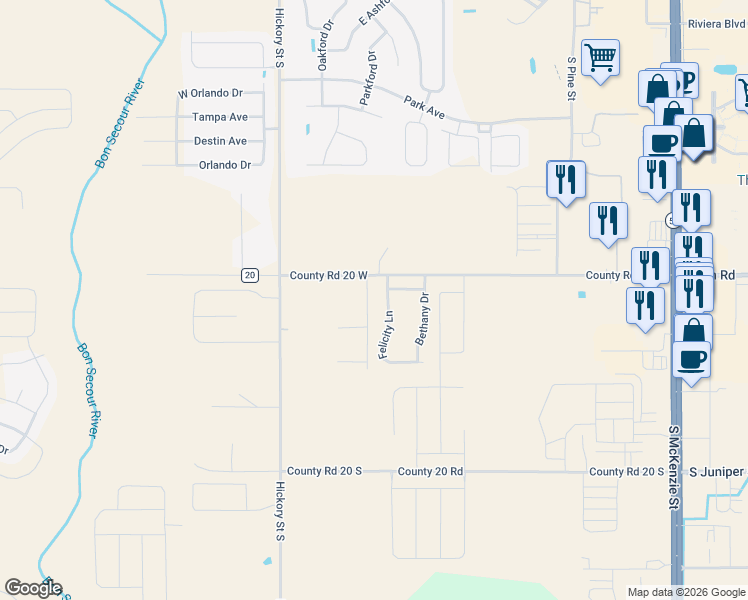 map of restaurants, bars, coffee shops, grocery stores, and more near 3028 Meridian Street in Foley