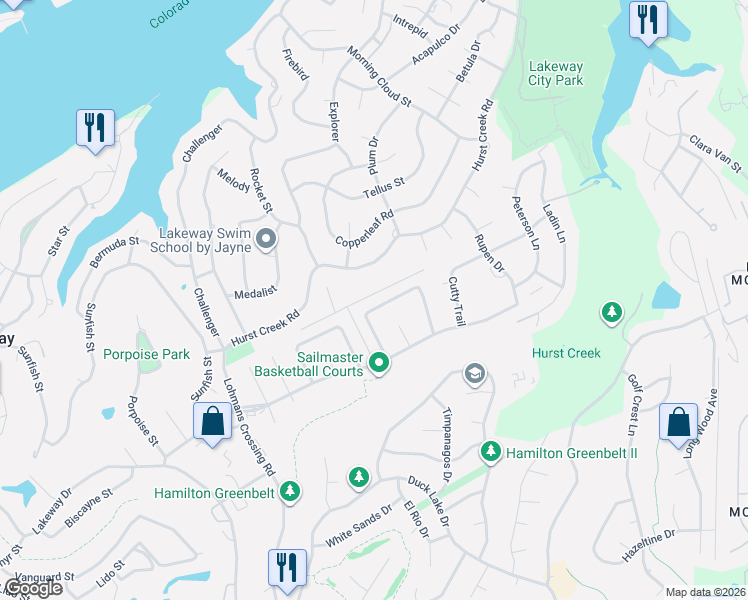 map of restaurants, bars, coffee shops, grocery stores, and more near 351 Fantail Loop in Lakeway