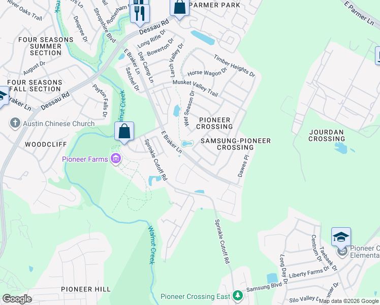 map of restaurants, bars, coffee shops, grocery stores, and more near 2112 Nestlewood Drive in Austin