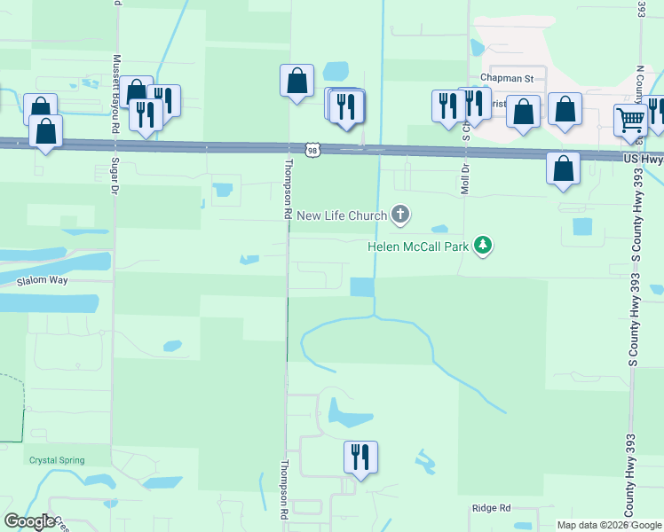 map of restaurants, bars, coffee shops, grocery stores, and more near 329 Thompson Road in Santa Rosa Beach