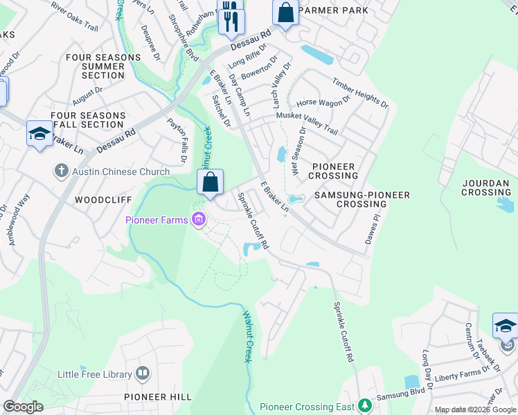 map of restaurants, bars, coffee shops, grocery stores, and more near 2033 Wayward Sun Drive in Austin