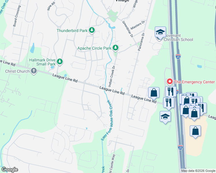 map of restaurants, bars, coffee shops, grocery stores, and more near 1799 League Line Road in Conroe