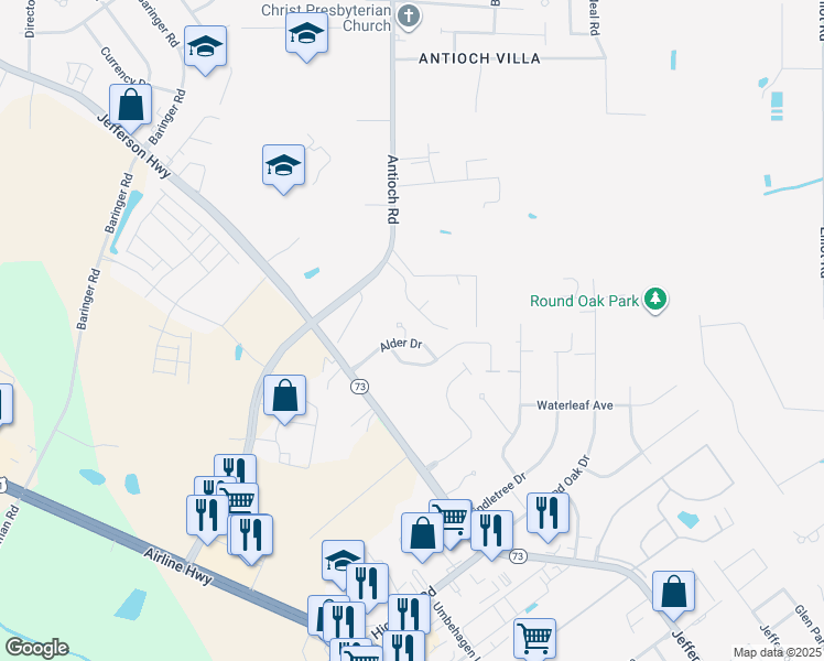 map of restaurants, bars, coffee shops, grocery stores, and more near 16361 Crystalwood Circle in Baton Rouge