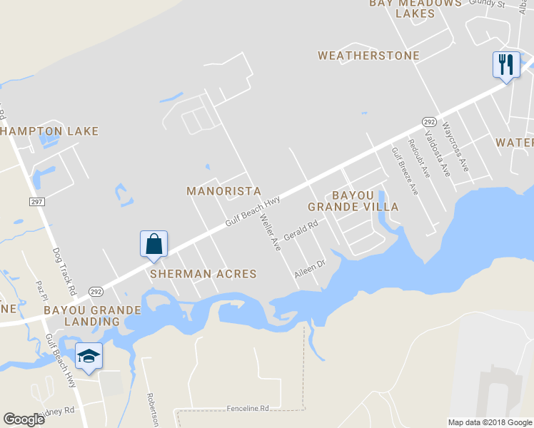 map of restaurants, bars, coffee shops, grocery stores, and more near 8841 Gulf Beach Highway in Pensacola