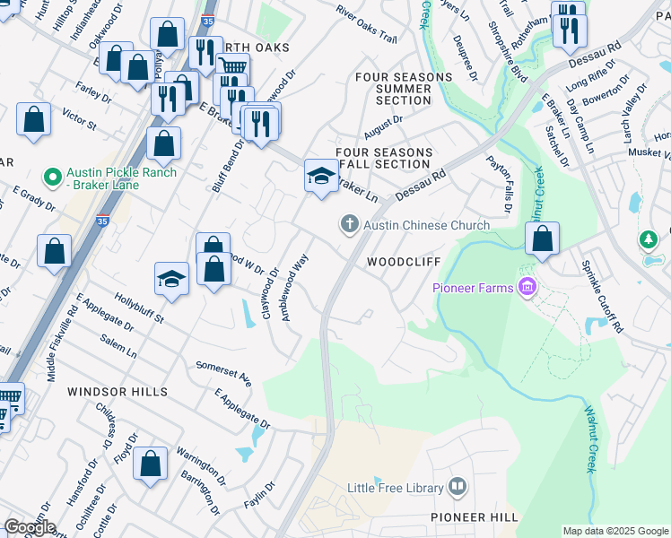 map of restaurants, bars, coffee shops, grocery stores, and more near 11010 Dessau Road in Austin