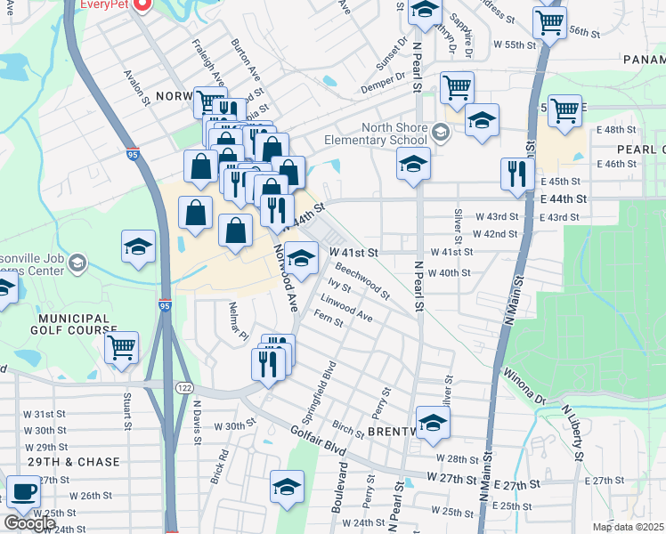 map of restaurants, bars, coffee shops, grocery stores, and more near 678 Beechwood Street in Jacksonville