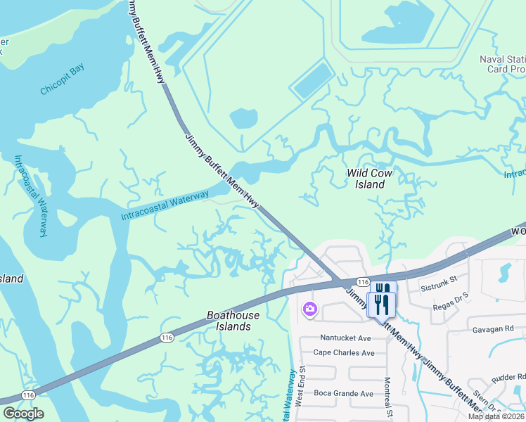 map of restaurants, bars, coffee shops, grocery stores, and more near North SR-A1A in Jacksonville