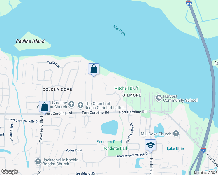 map of restaurants, bars, coffee shops, grocery stores, and more near 3769 Manor Oaks Drive in Jacksonville