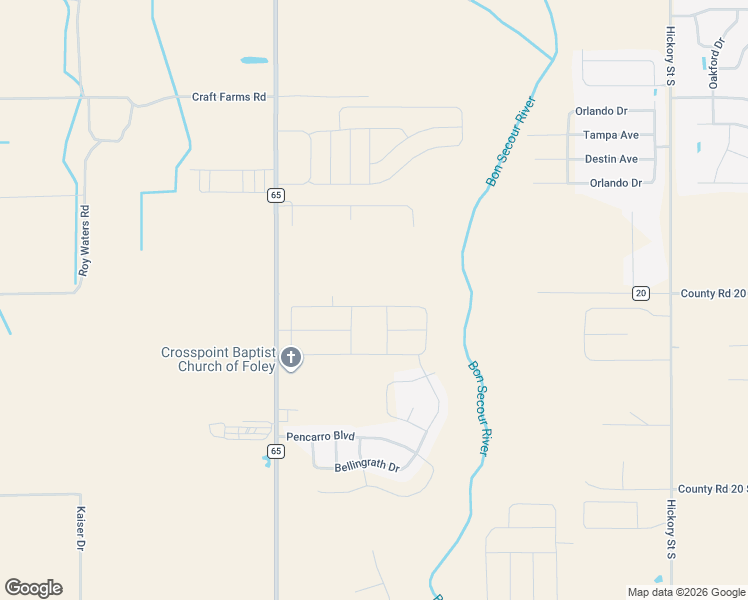 map of restaurants, bars, coffee shops, grocery stores, and more near in Foley