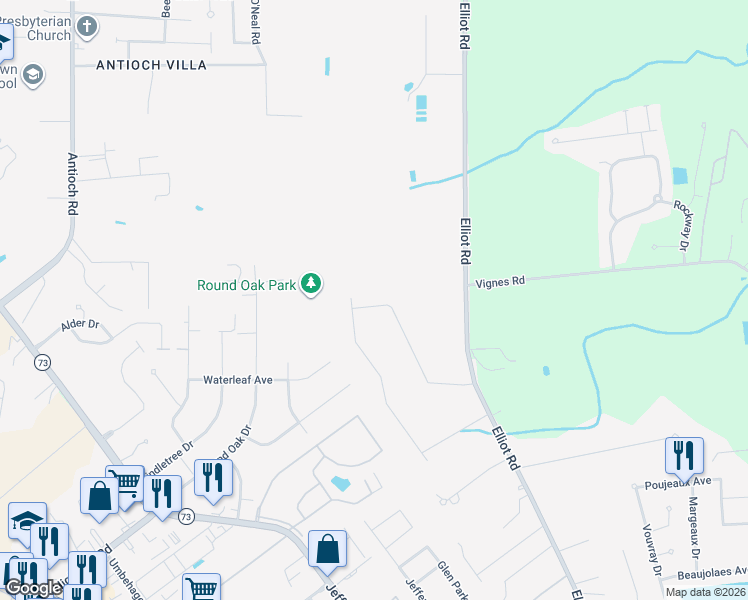 map of restaurants, bars, coffee shops, grocery stores, and more near 17451 Waterloo Drive in Baton Rouge