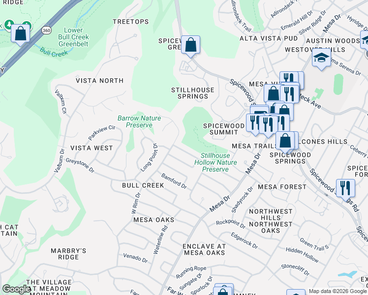 map of restaurants, bars, coffee shops, grocery stores, and more near 4300 Burney Drive in Austin