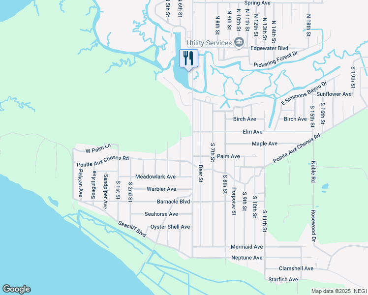 map of restaurants, bars, coffee shops, grocery stores, and more near 1916 South 6th Street in Ocean Springs