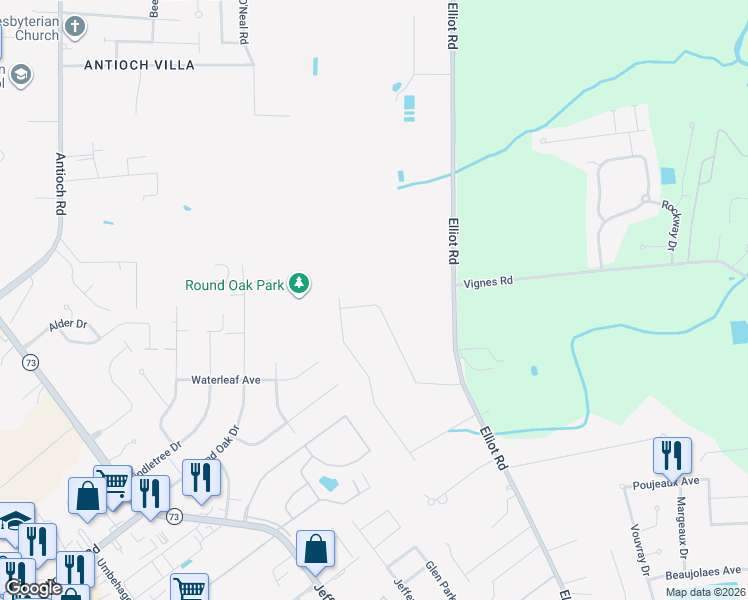 map of restaurants, bars, coffee shops, grocery stores, and more near 17451 Waterloo Drive in Baton Rouge