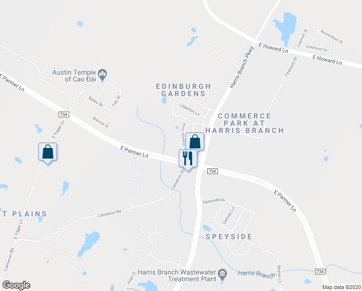 map of restaurants, bars, coffee shops, grocery stores, and more near 12328 Granton Cove in Austin