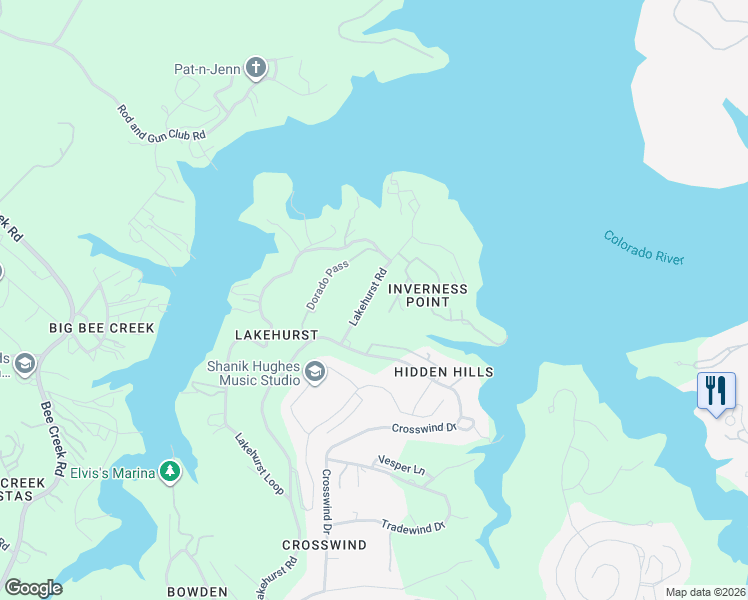 map of restaurants, bars, coffee shops, grocery stores, and more near 2204 Lakehurst Road in Austin