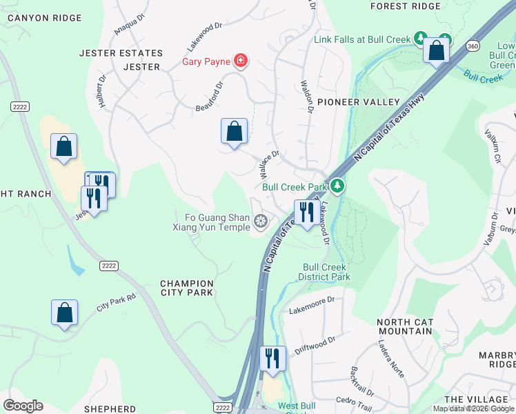 map of restaurants, bars, coffee shops, grocery stores, and more near 6905 Flamingsworth Hollow Drive in Austin
