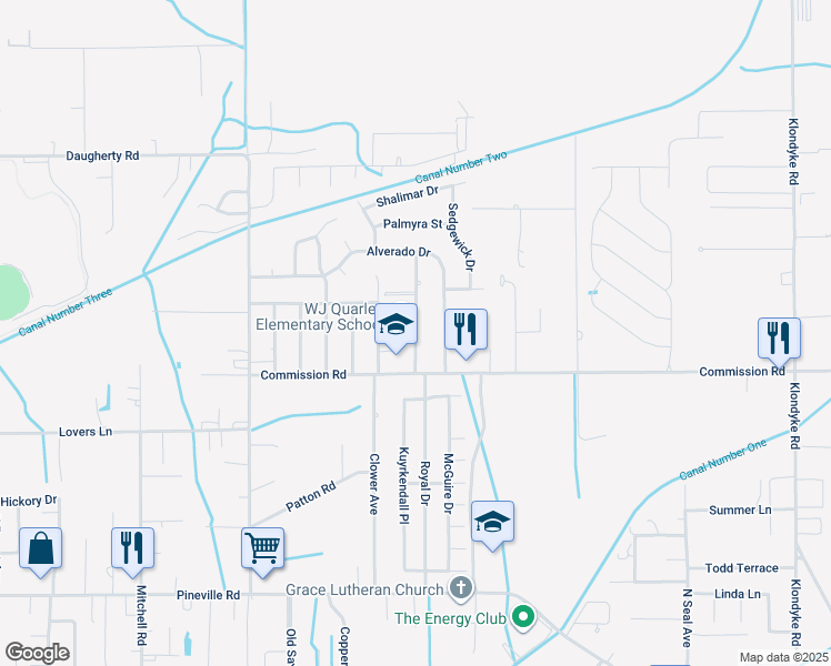 map of restaurants, bars, coffee shops, grocery stores, and more near 111 Quarles Street in Long Beach