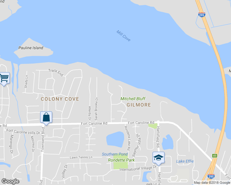 map of restaurants, bars, coffee shops, grocery stores, and more near 3769 Manor Oaks Drive in Jacksonville