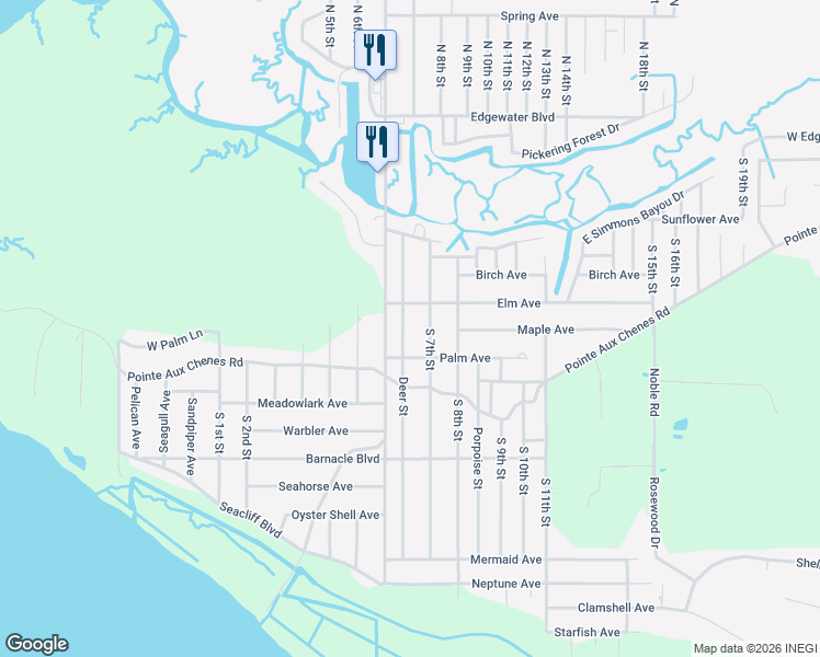 map of restaurants, bars, coffee shops, grocery stores, and more near 2001 S 7th St in Ocean Springs
