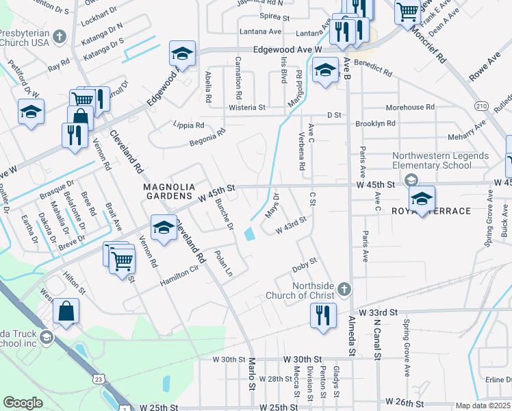 map of restaurants, bars, coffee shops, grocery stores, and more near 5404 Minosa Court in Jacksonville