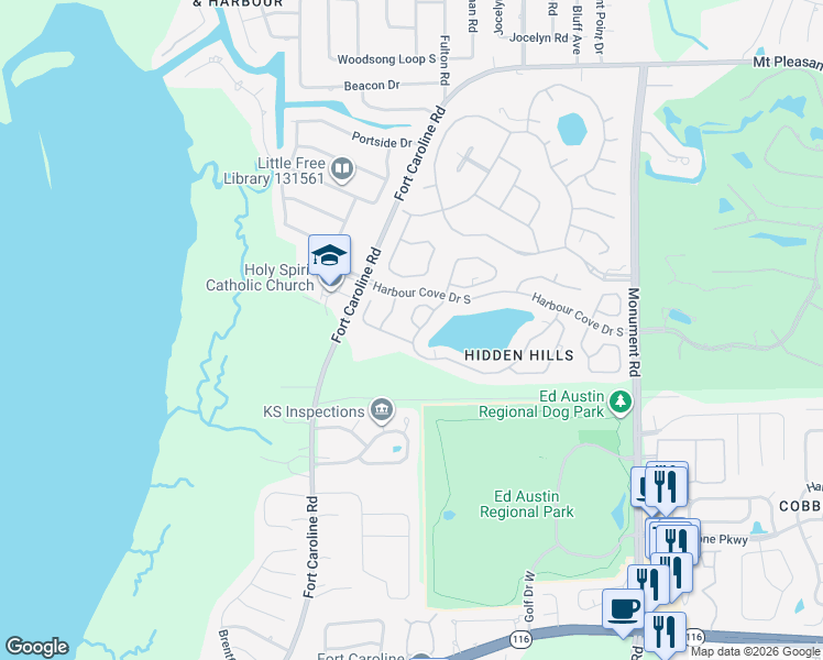 map of restaurants, bars, coffee shops, grocery stores, and more near 11570 Arbor Lake Circle in Jacksonville
