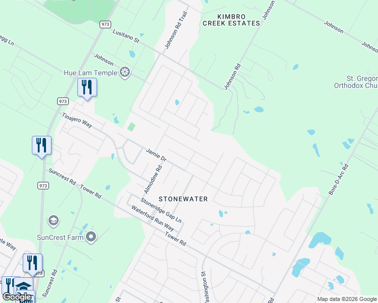 map of restaurants, bars, coffee shops, grocery stores, and more near 12215 Walter Vaughn Drive in Manor
