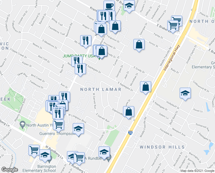 map of restaurants, bars, coffee shops, grocery stores, and more near 10436 Doc Holliday Trail in Austin