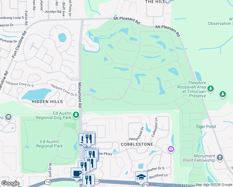map of restaurants, bars, coffee shops, grocery stores, and more near 12538 Medinah Court in Jacksonville