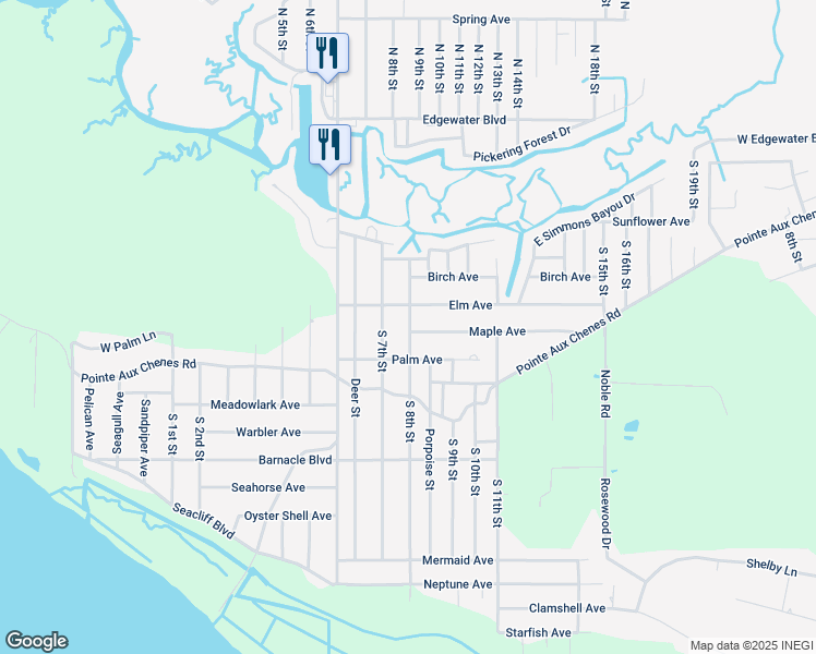 map of restaurants, bars, coffee shops, grocery stores, and more near 2005A South 8th Street in Ocean Springs