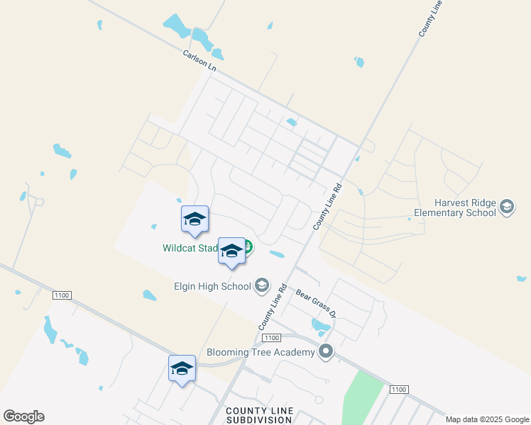 map of restaurants, bars, coffee shops, grocery stores, and more near 18624 Allen Welch Drive in Elgin
