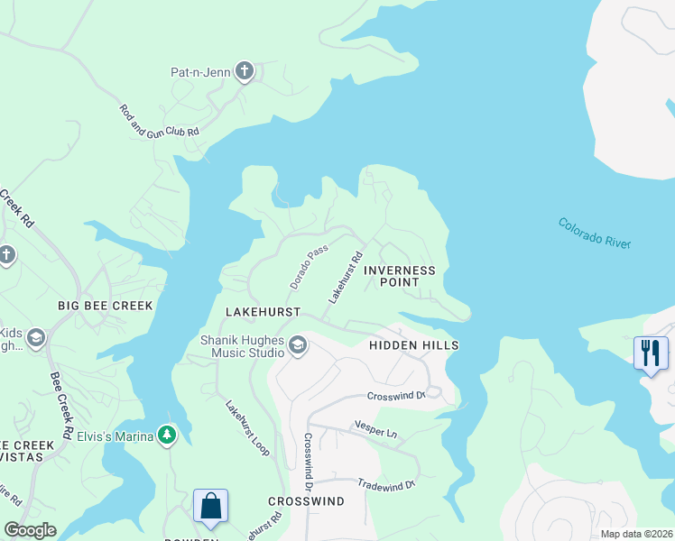 map of restaurants, bars, coffee shops, grocery stores, and more near 2204 Lakehurst Road in Austin