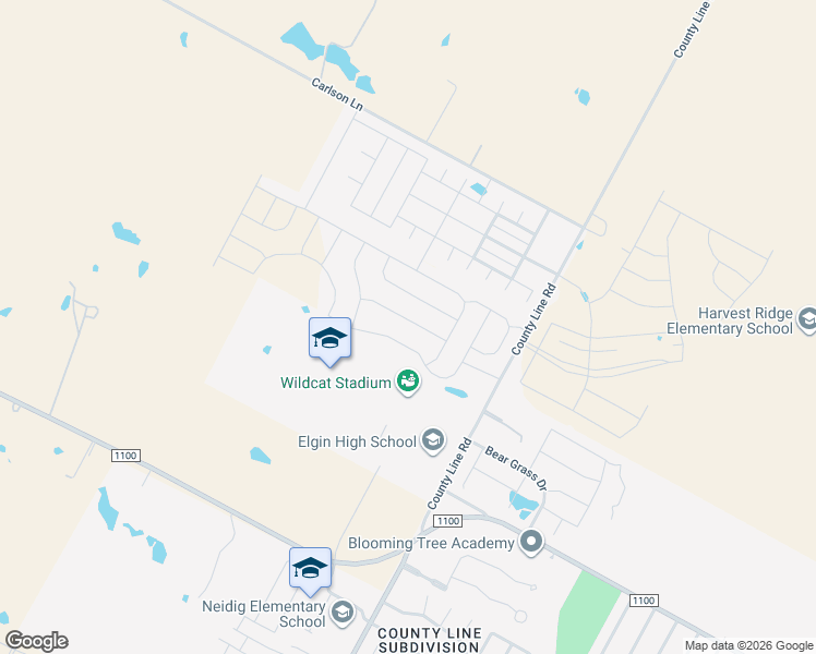 map of restaurants, bars, coffee shops, grocery stores, and more near 18516 Allen Welch Drive in Elgin