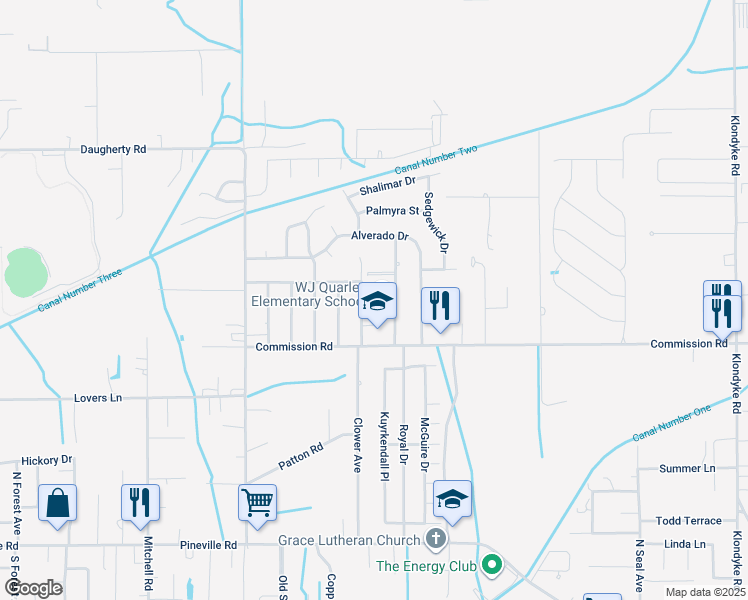 map of restaurants, bars, coffee shops, grocery stores, and more near 111 Quarles Street in Long Beach
