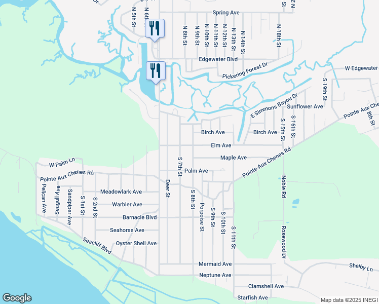 map of restaurants, bars, coffee shops, grocery stores, and more near 2005A South 8th Street in Ocean Springs